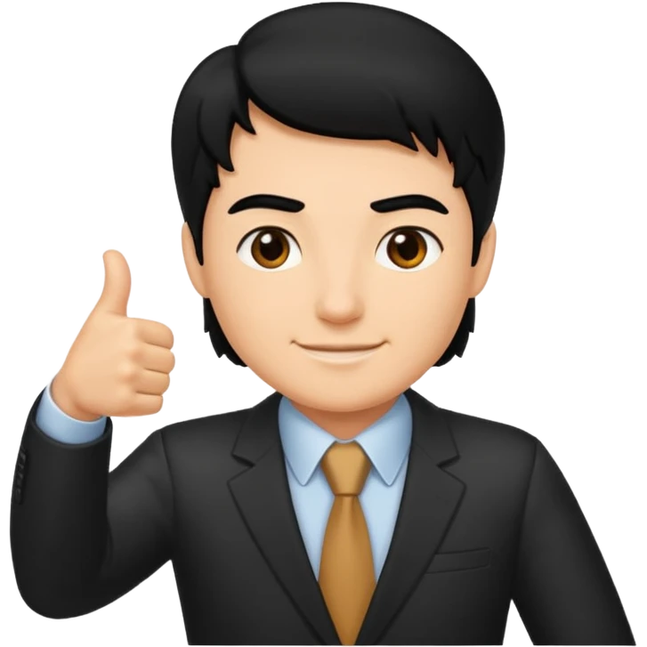 Boss with thumbs up black hair emoji