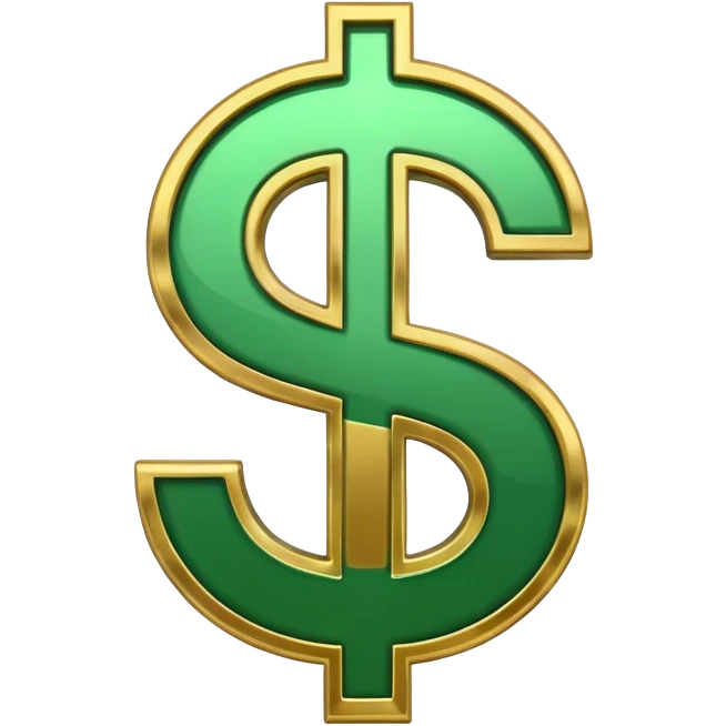 dollar sign classic green and gold emoji