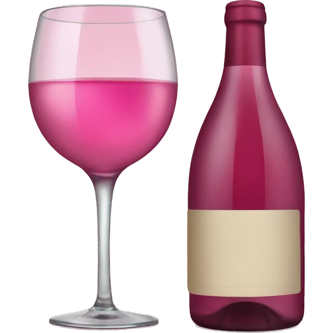 Pink wine bottle and wine glass emoji