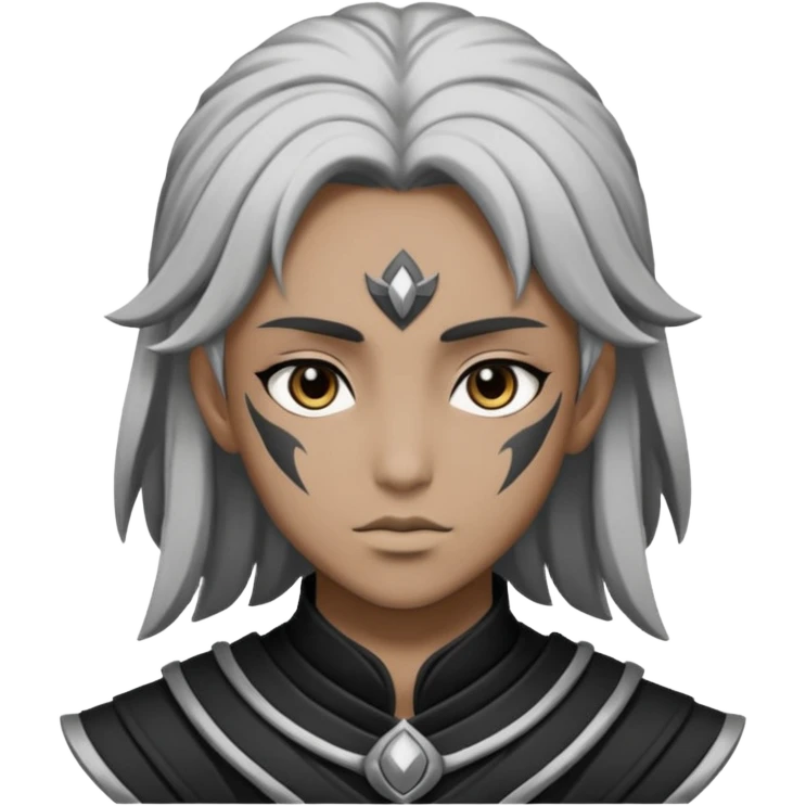 Kalashtar dnd estilo (dibujo antiguo blanco y negro) (ESTILO DARK ANIME Y QUE SE NOTE QUE ES UN Kalashtar) emoji