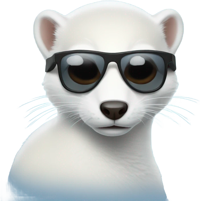 White weasel in the snow with sunglasses  emoji