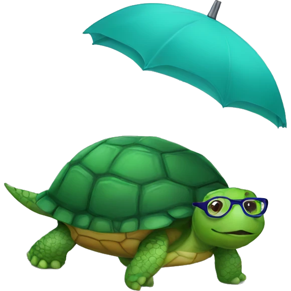 a turtle with an umbrella and glasses emoji