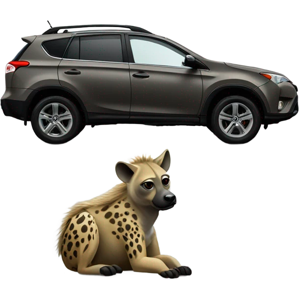 Hyena on top of a RAV4  emoji