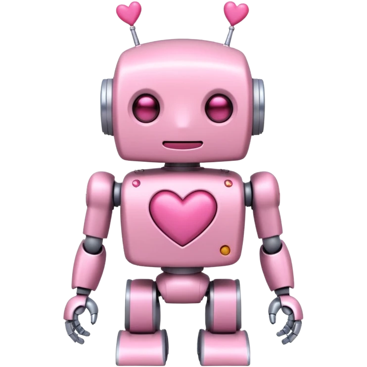 cute pink robot with hearts pink emoji