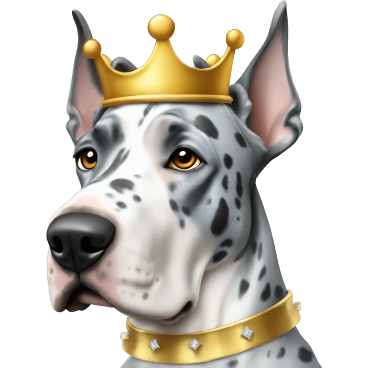 Blue Merle Great dane wearing gold crown emoji