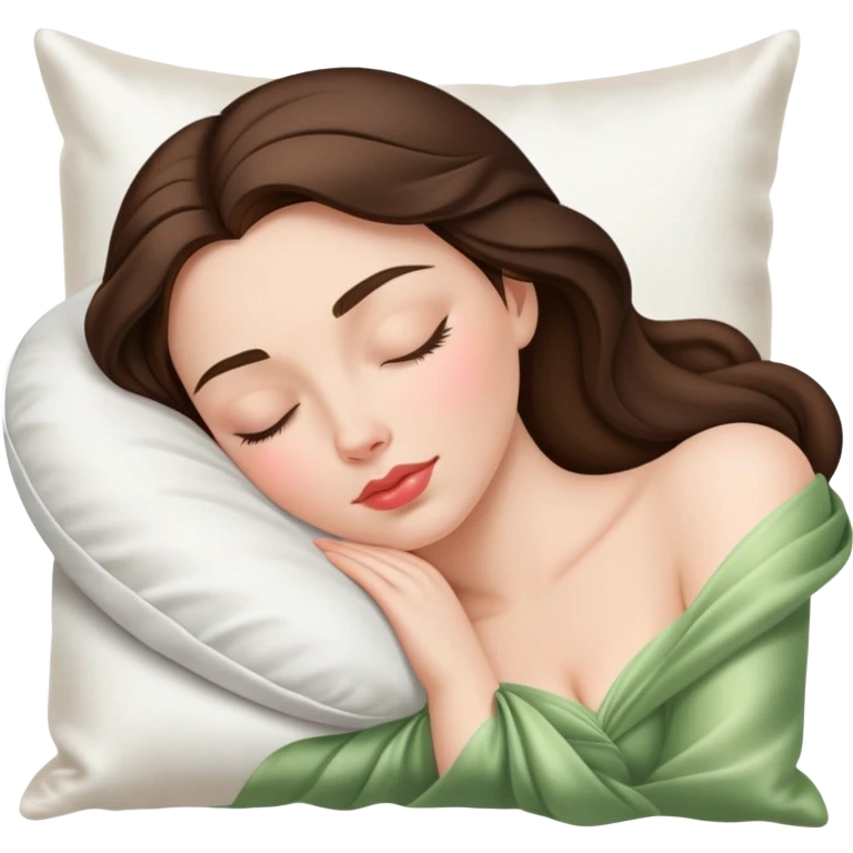 sleeping beauty brunette white girl with a silk pillow emoji