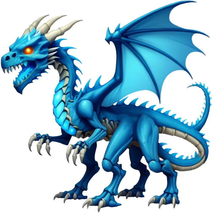 an electric bone dragon with blue teeth (full body) emoji