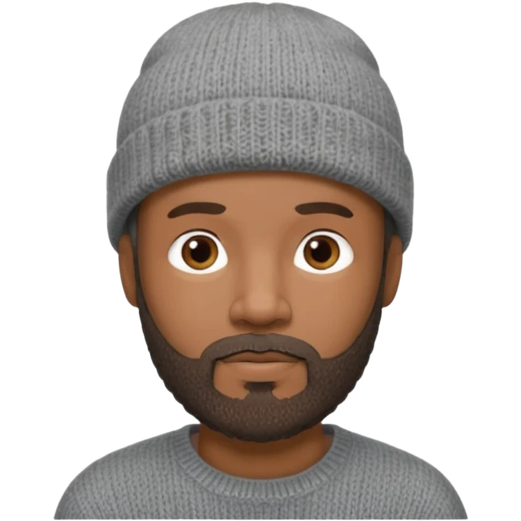 Middle-aged black male, goatee beard, wearing a gray knit beanie emoji