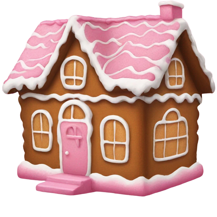 A pink gingerbread house emoji