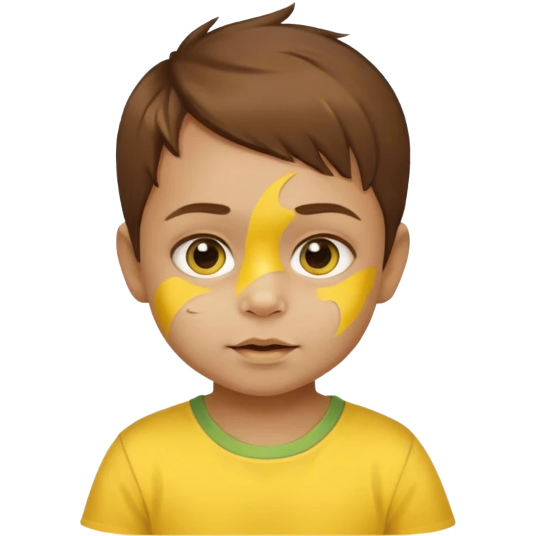 brown hair baby with yellow face paint and yellow shirt emoji