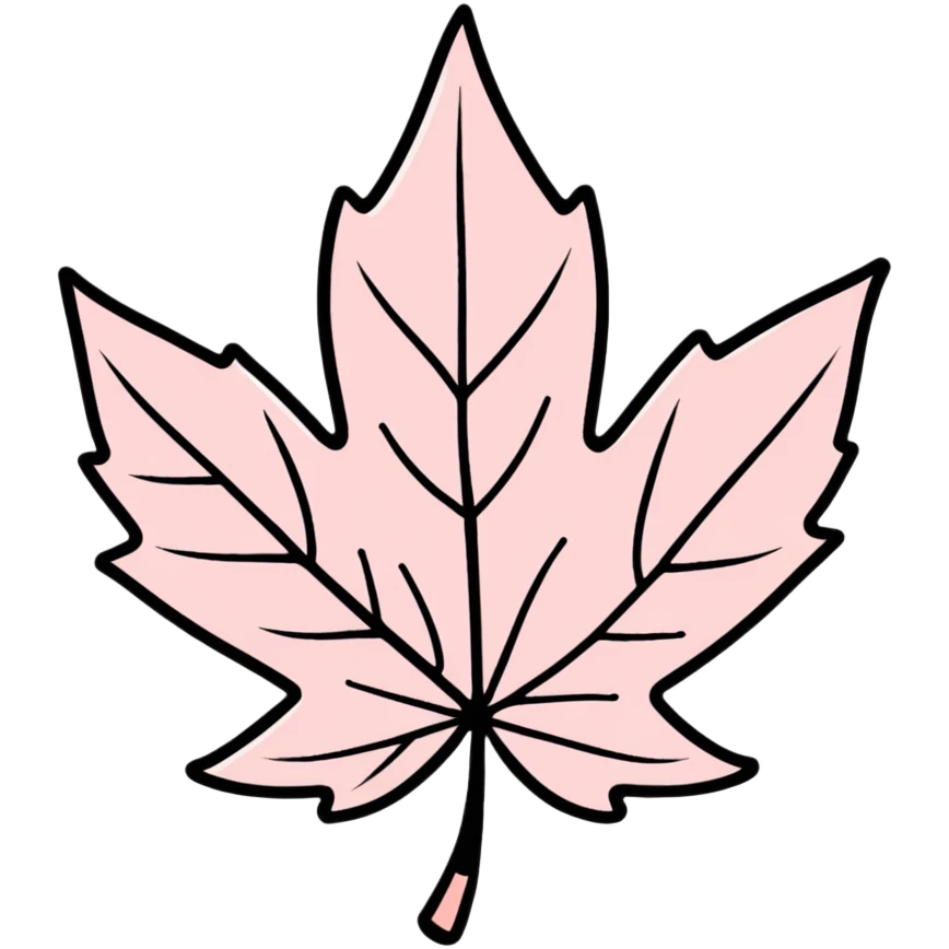 delicate pastel pink maple leaf with veins emoji