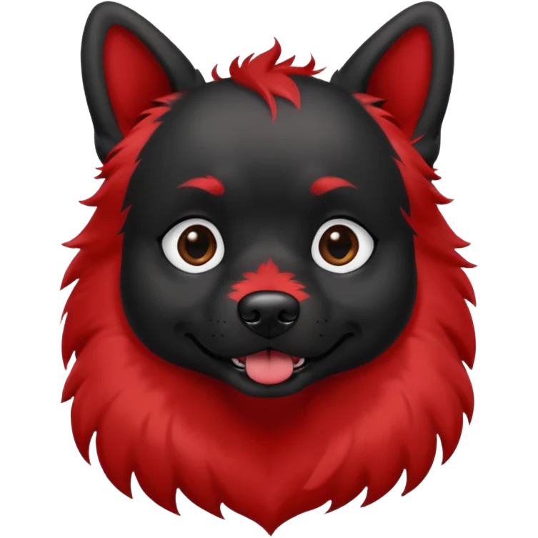 dog with very black inked face and red hair emoji