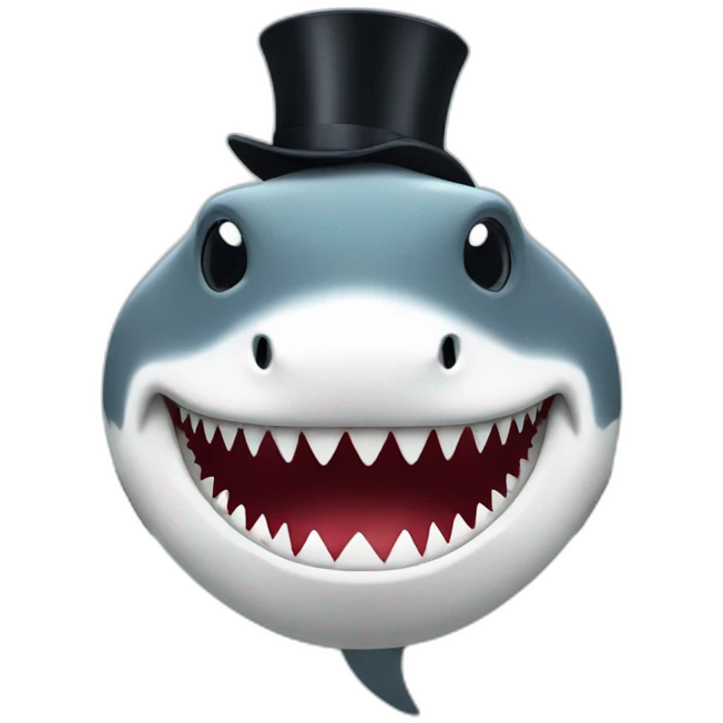 Shark with a top hat emoji