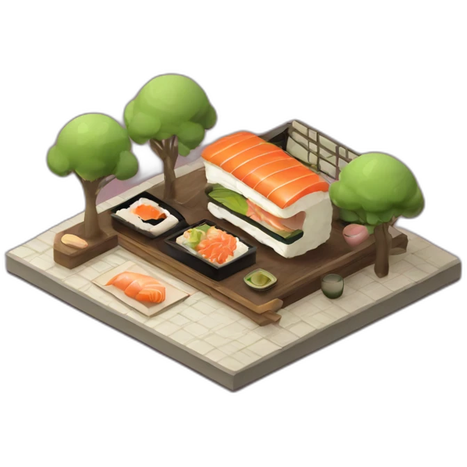 Sushi house isometric emoji