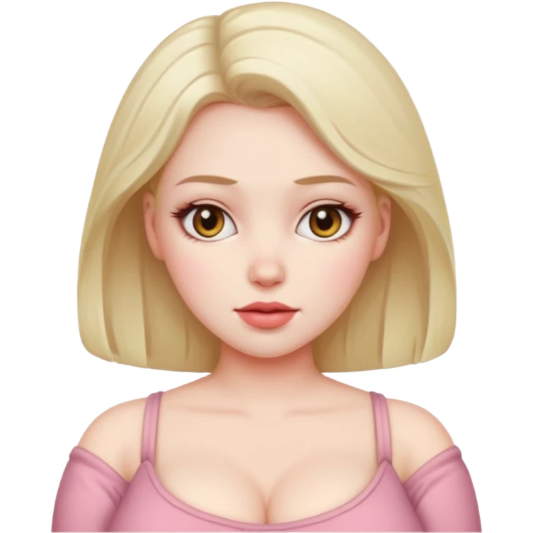 naked woman with large breasts is doing ahegao emoji