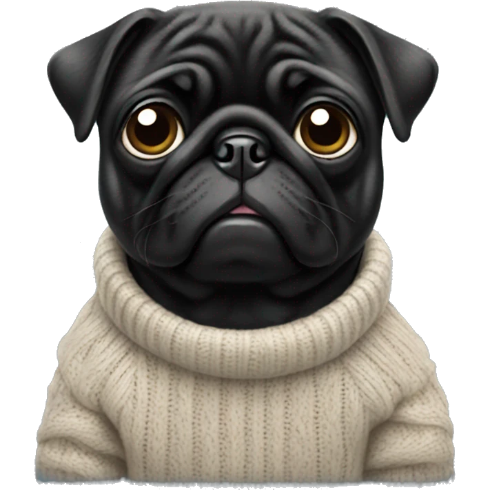 Black pug in a sweater  emoji