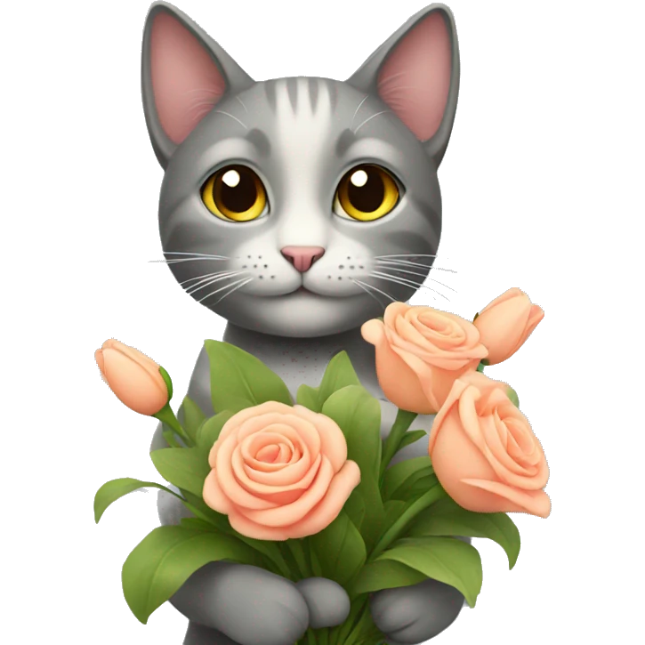 cat holding flowers  emoji