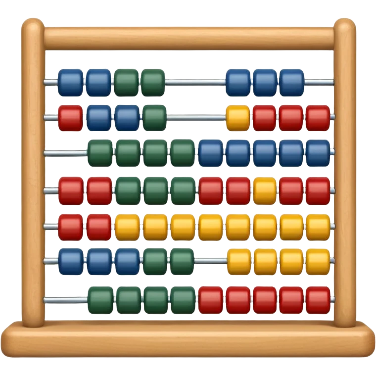 Generate 6 unique emoji-style icons of different abacus designs showing counting beads, wooden frames, and educational math tools. emoji