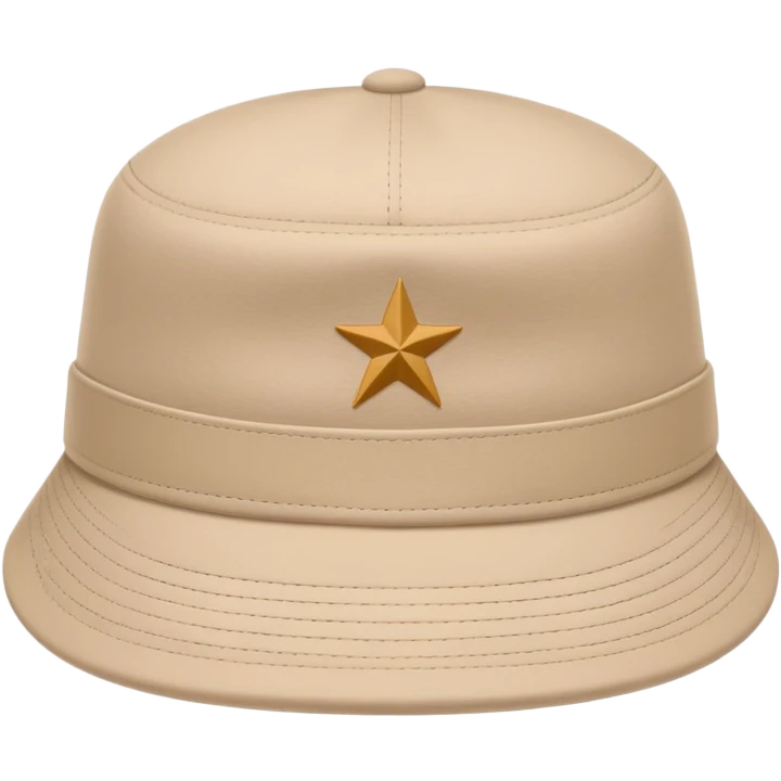 Beige Kangol hat with the Kangol brand logo clearly visible, isolated object, iOS emoji style, light beige color emoji