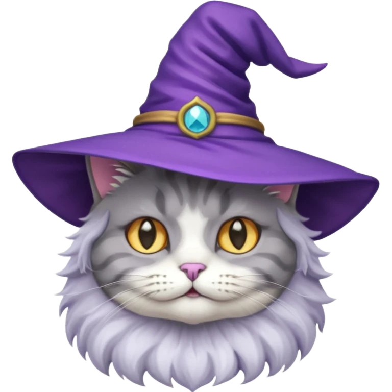 cat wear purple wicth hat emoji