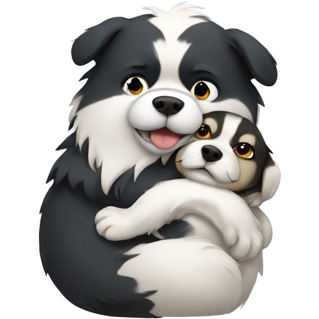 shitzu and a husky hugging emoji