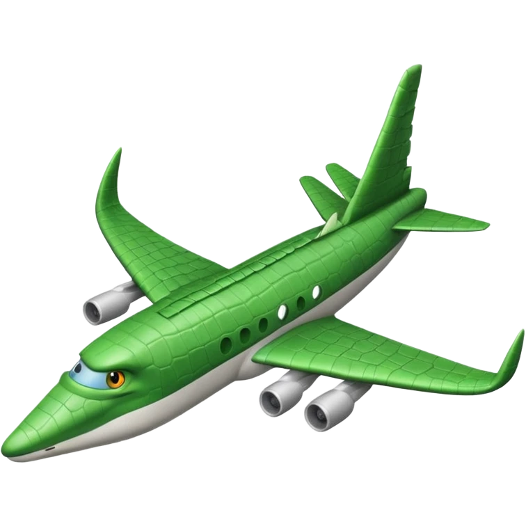 grey aircraft with green crocodile head on the tip emoji