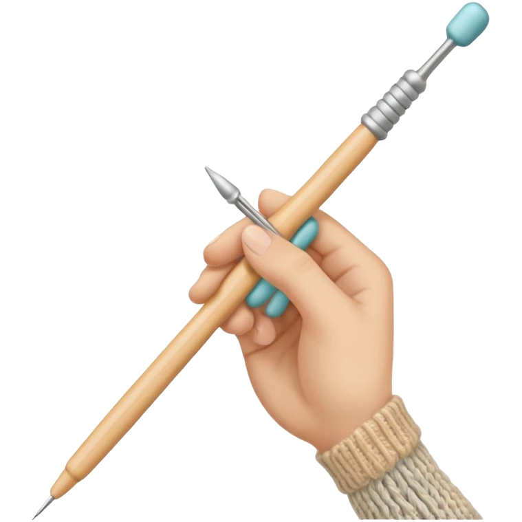 hand holding 1 knitting needle emoji