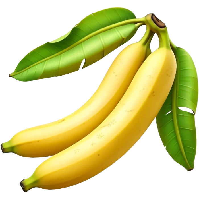 Cinematic Realistic Banana Emoji, Bright and cheerful, with a smooth, yellow peel slightly speckled with spots, revealing a soft, sweet interior. The banana is curved elegantly, standing out against the soft green leaves. Soft glowing outline, capturing the essence of tropical sweetness and energy in a ripe banana. emoji