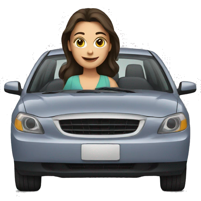 brunette girl in a car emoji