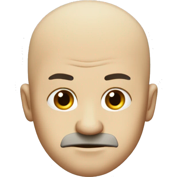 Bald guy angry red lips with one hair no body holding a ruler emoji
