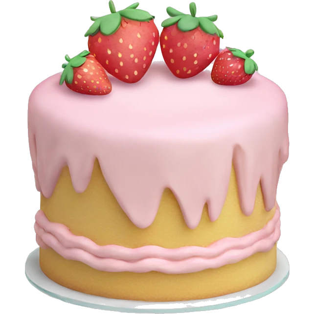 Pastel Pink strawberries and cream birthday cake  emoji
