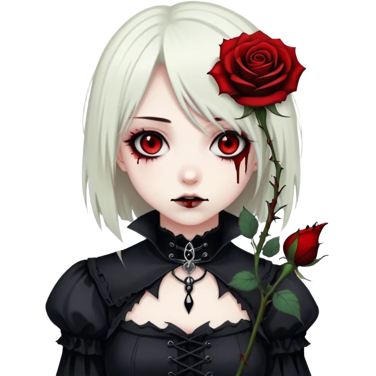 Bloody black rose anime gothic emo  beautiful gorgeous cool edgy cute lady  emoji