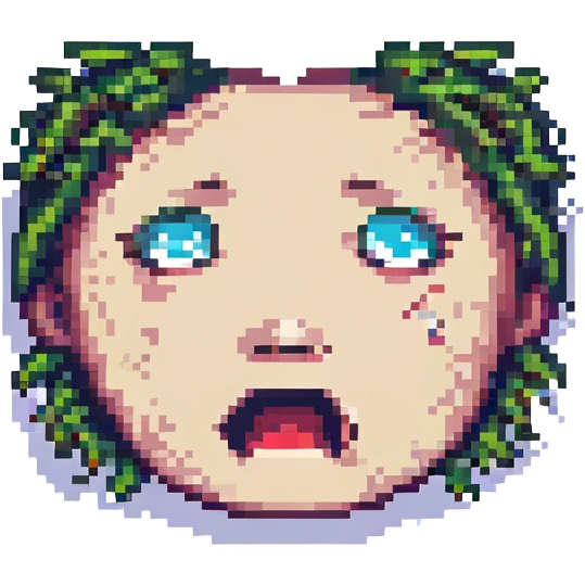 shocked pixel art face, simple and clear, expressive emoji