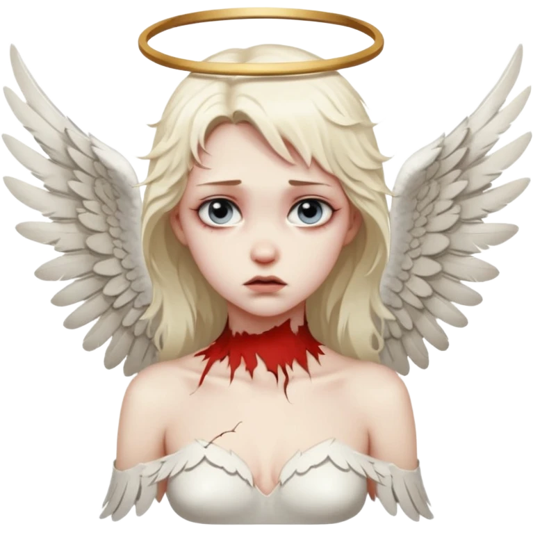 Female angel with torn wings, exposed collarbones, sorrow and lust intertwined emoji