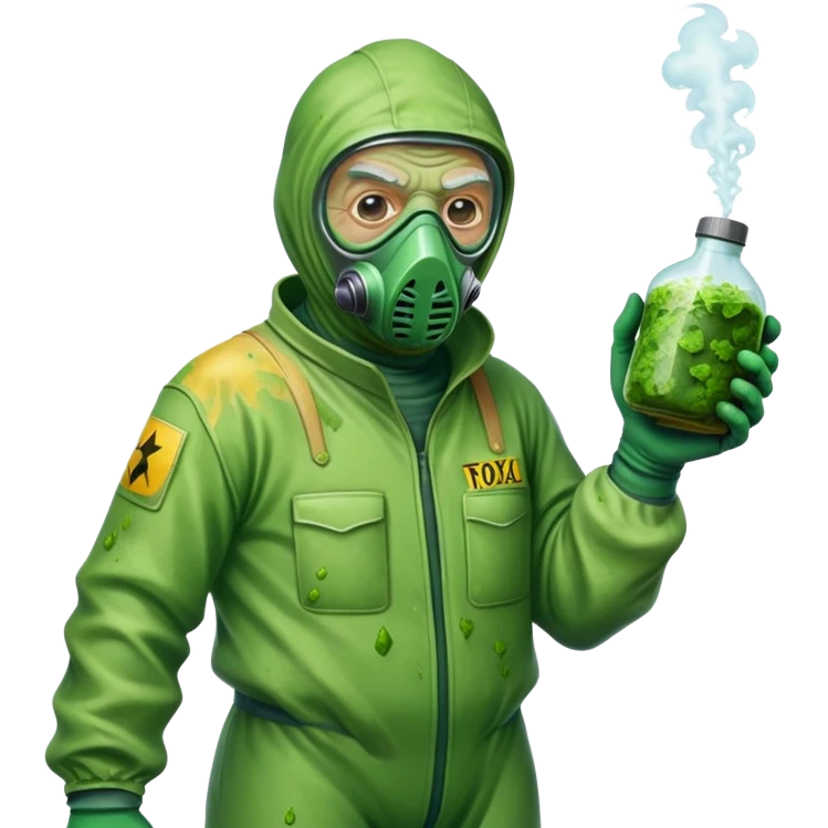 Gardener old Bob poison weeds from the toxic avenger emoji