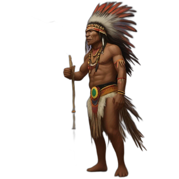 Aboriginal shaman against the backdrop of a thunderstorm emoji