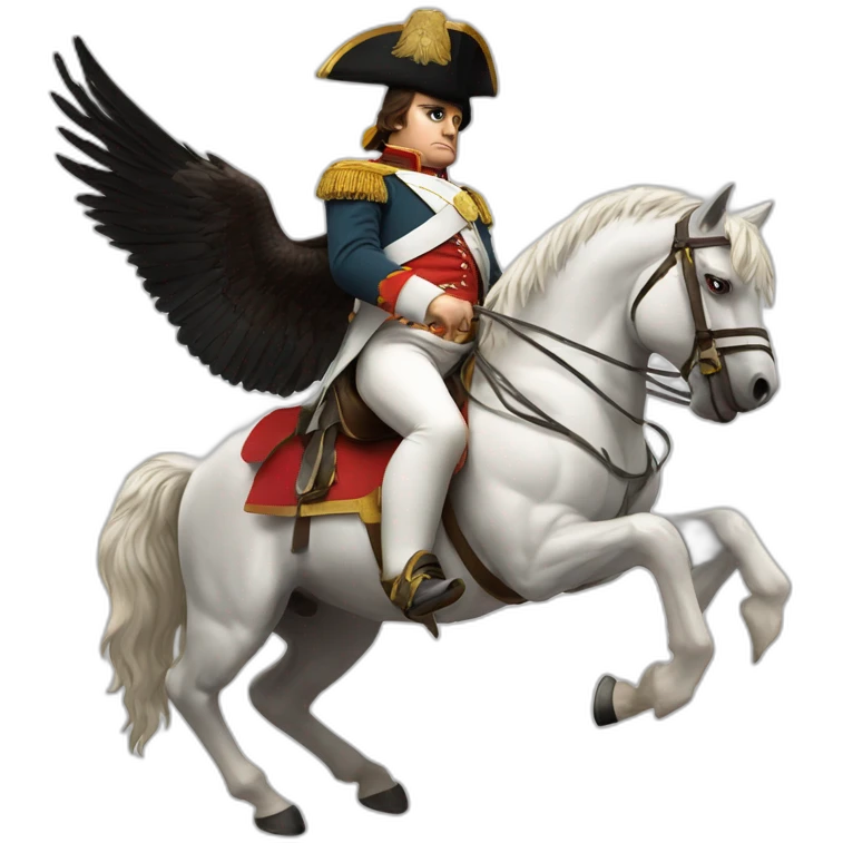 serious angry napoleon on white horse hold a golden eagle emoji
