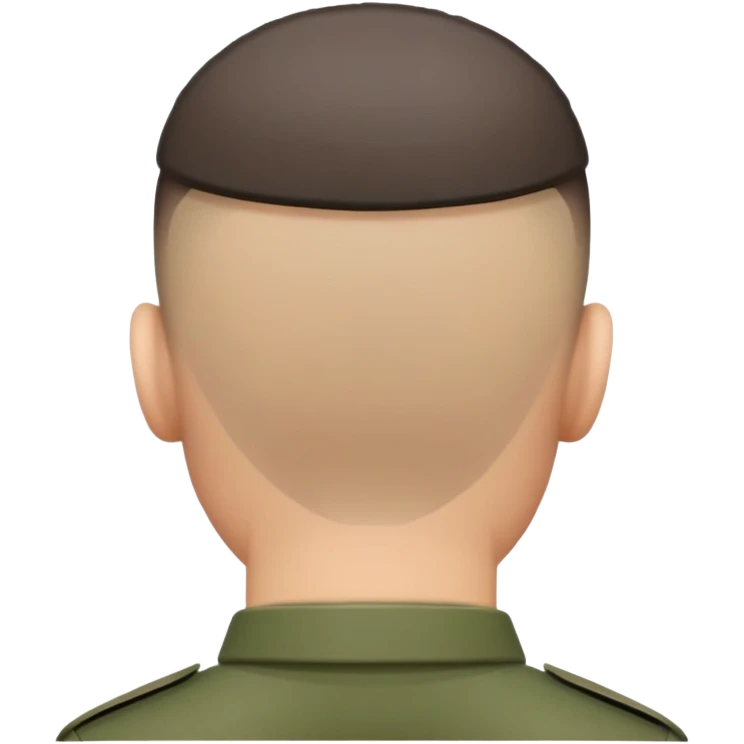 back of soldier's head with military haircut, seen from behind emoji