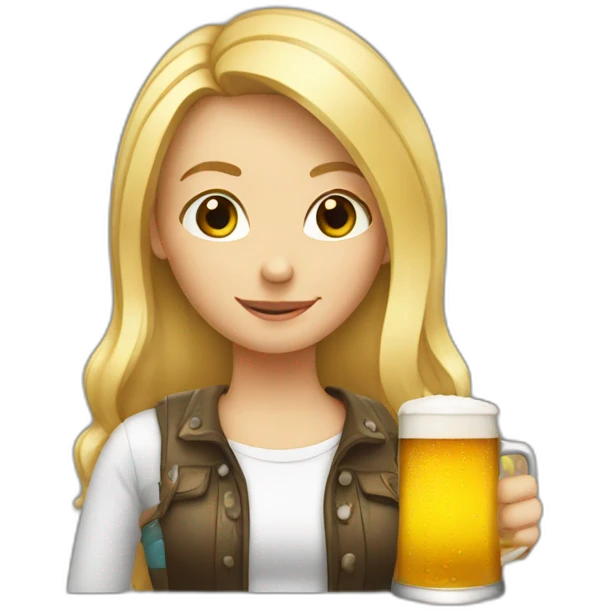 Blond girl holding beer emoji