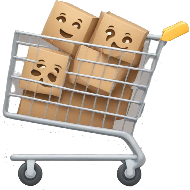 shopping cart with boxies emoji