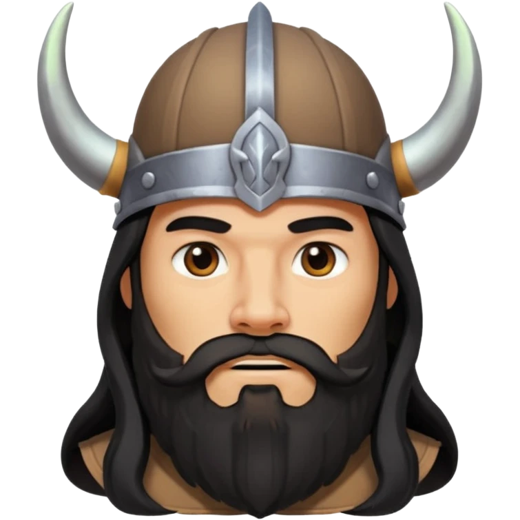 bearded Vikings with black long hair with out crown emoji