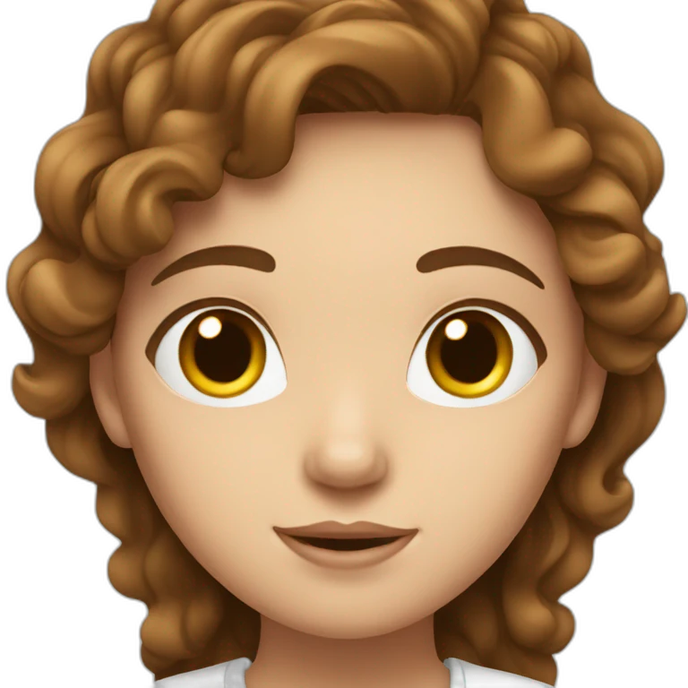 Wavy brown haired girl with white top emoji
