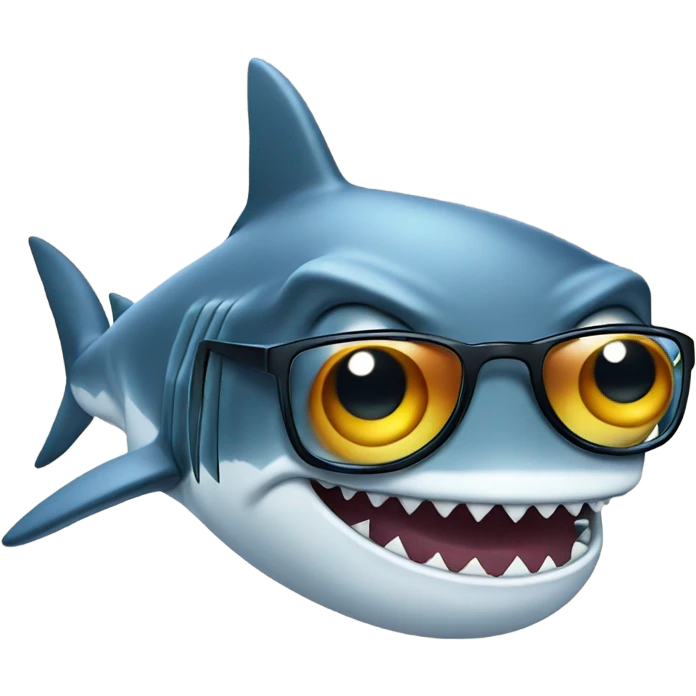 Shark with glasses and with five eyes emoji