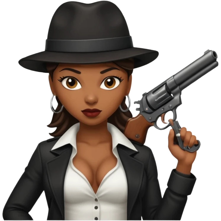 A sexy black female gangster with a gun emoji