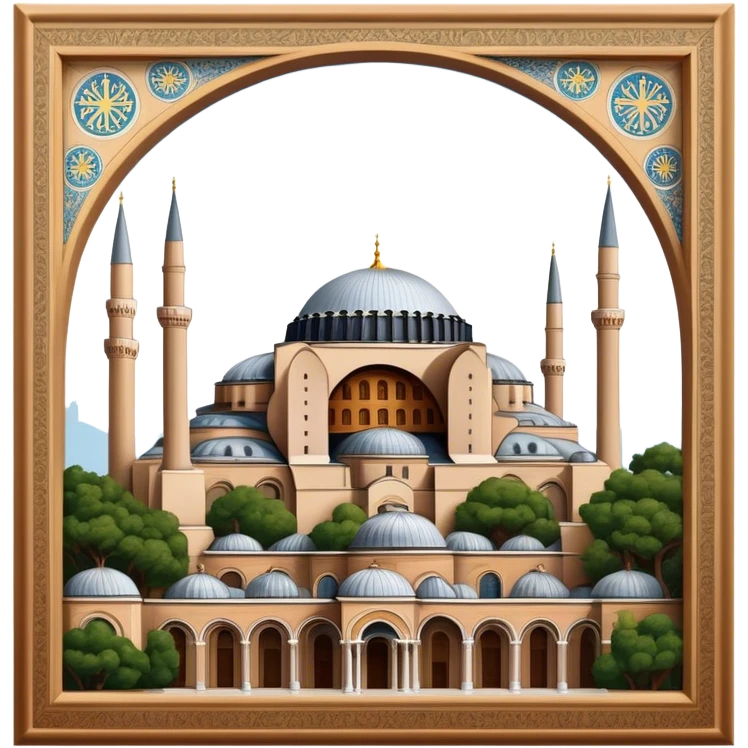 Cinematic Realistic Hagia Sophia Landmark Emoji, depicted with the majestic historic architecture rendered with intricate detail and dramatic, timeless lighting. emoji
