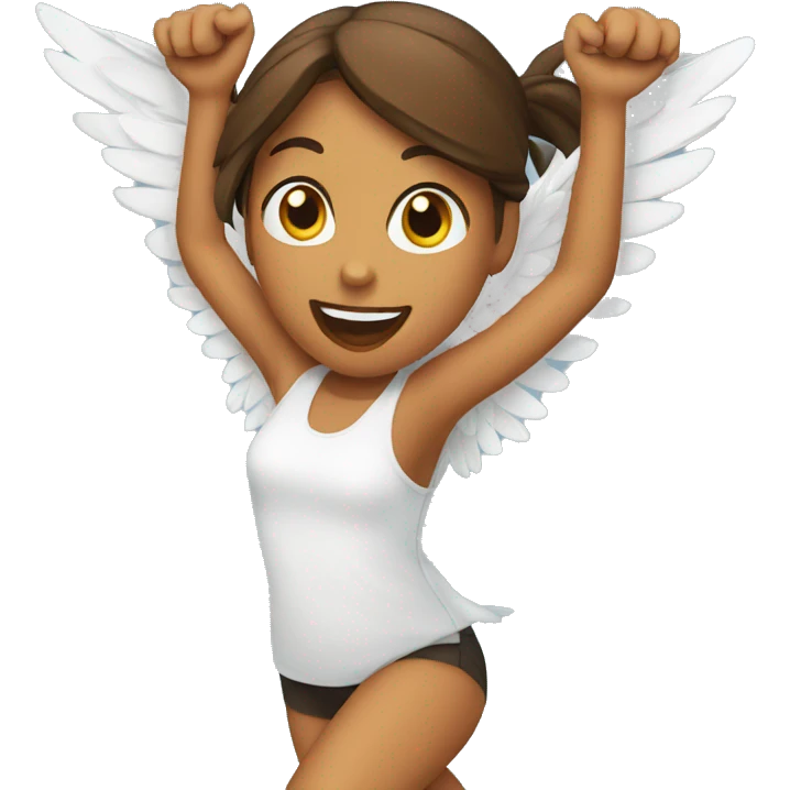 a girl flying with two grilled chicken wings on her back emoji