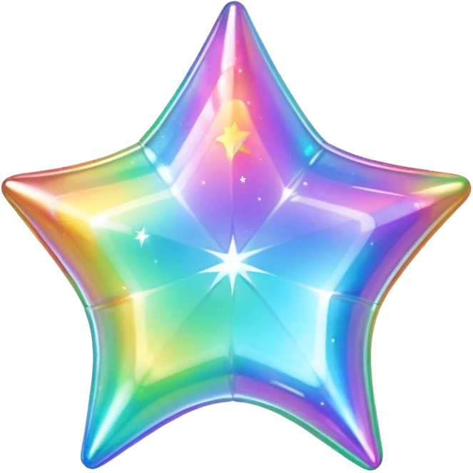 vibrant holographic rainbow y2k aesthetic hollow glass star bubble  emoji