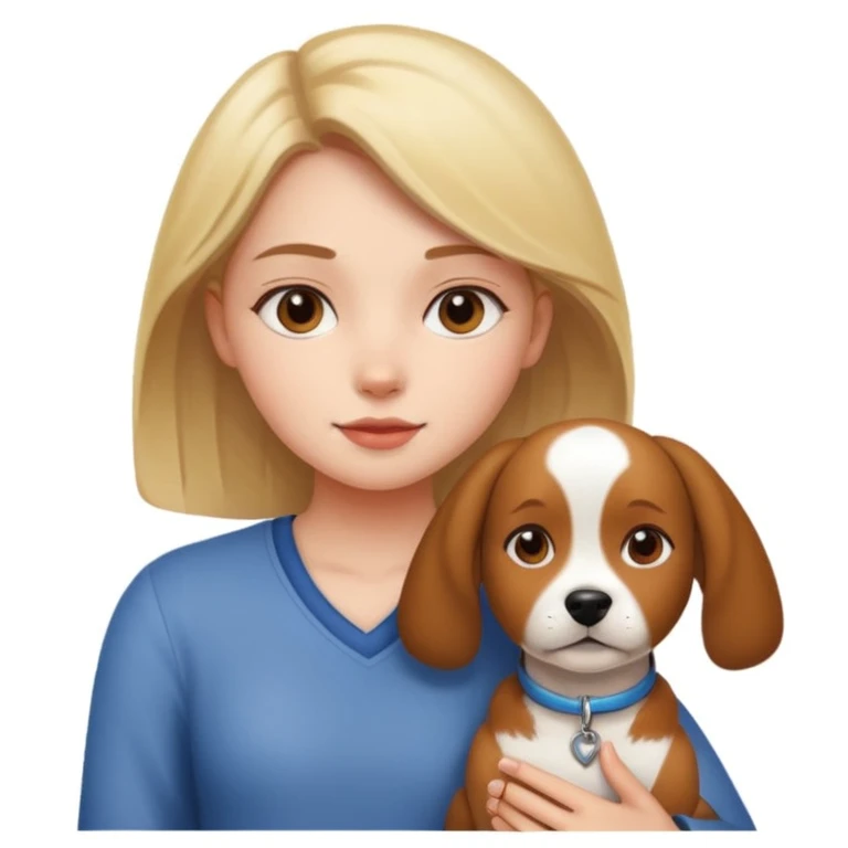 girl and dog posing cute emoji