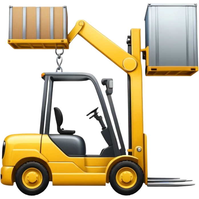 un muletto che scarica un camion usando cucchiaini  emoji