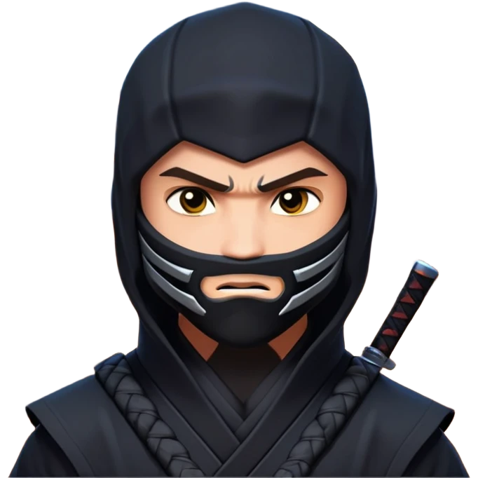 clash-of-clans-aesthetic_-cinematic-mysterious-male-ninja-portrait-emoji, rendered in a flat, vector-style with minimal shading and bold, simplified shapes, with a head slightly turned revealing intense, focused eyes. Next to him is an agile trained panther tiger with glossy fur moving silently through shadowed urban rooftops and moonlit alleyways. emoji